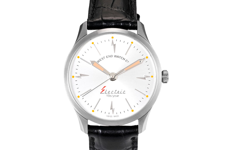 ELECTRIC - SUNRAY SILVER DIAL WITH BLACK LEATHER STRAP