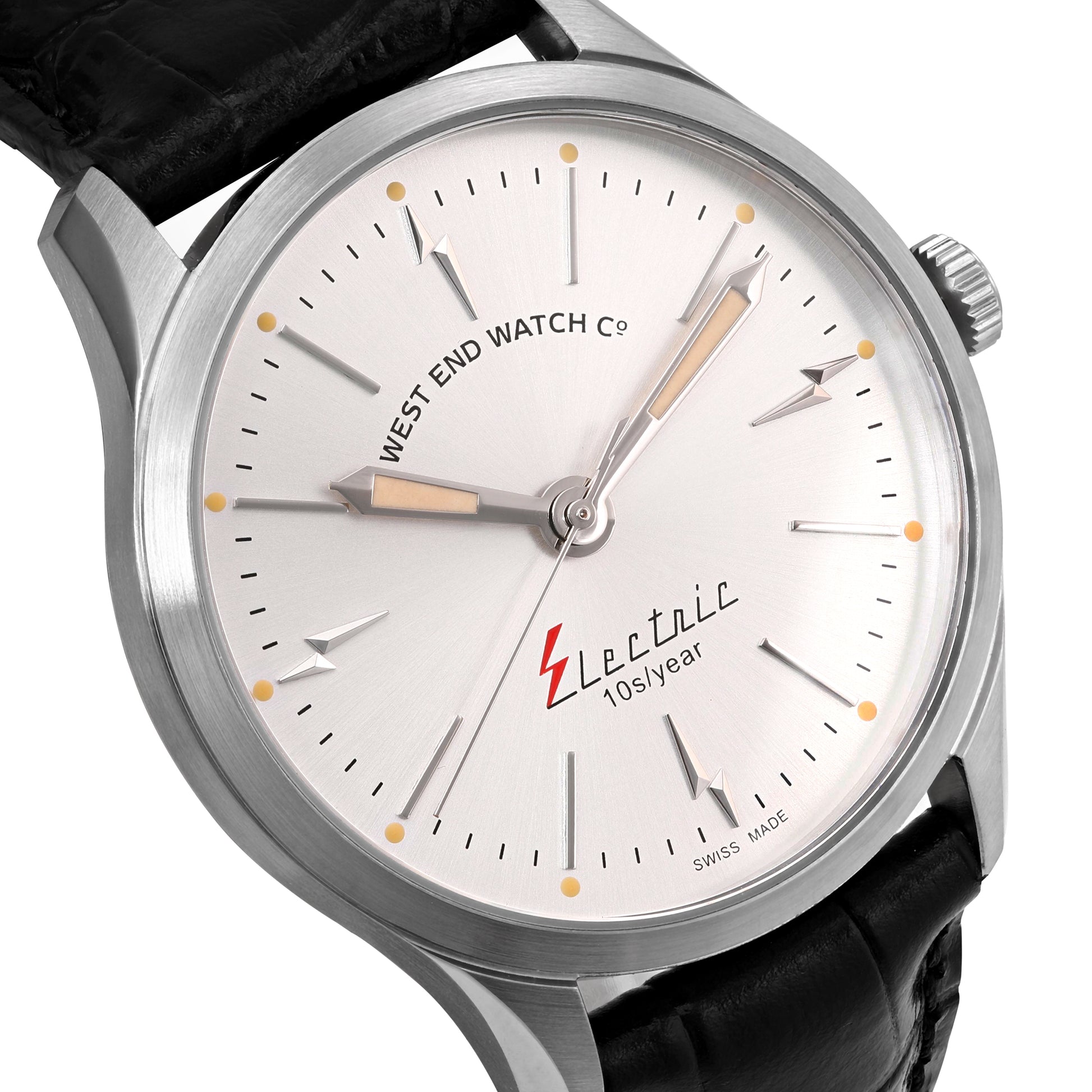 ELECTRIC - SUNRAY SILVER DIAL WITH BLACK LEATHER STRAP