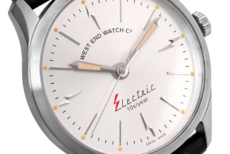 ELECTRIC - SUNRAY SILVER DIAL WITH BLACK LEATHER STRAP