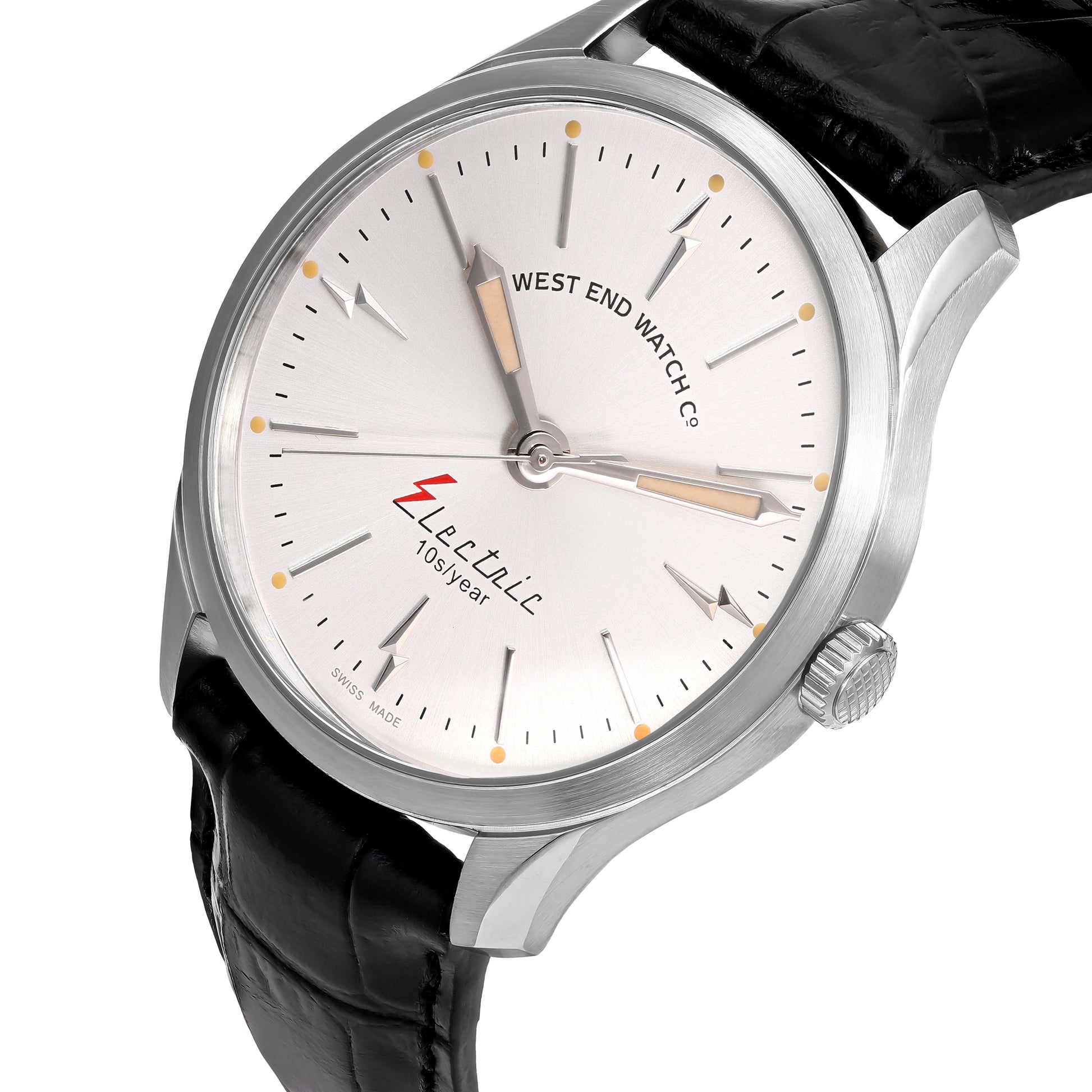 ELECTRIC - SUNRAY SILVER DIAL WITH BLACK LEATHER STRAP