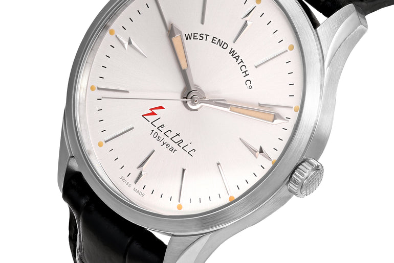 ELECTRIC - SUNRAY SILVER DIAL WITH BLACK LEATHER STRAP