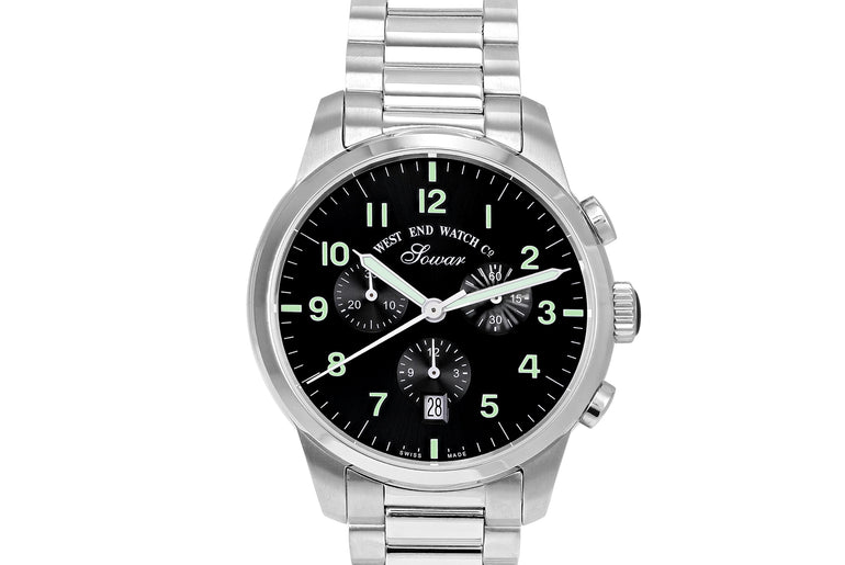 EVERBRIGHT CHRONO - BLACK DIAL WITH GREEN LUMENSCENT NUMERALS