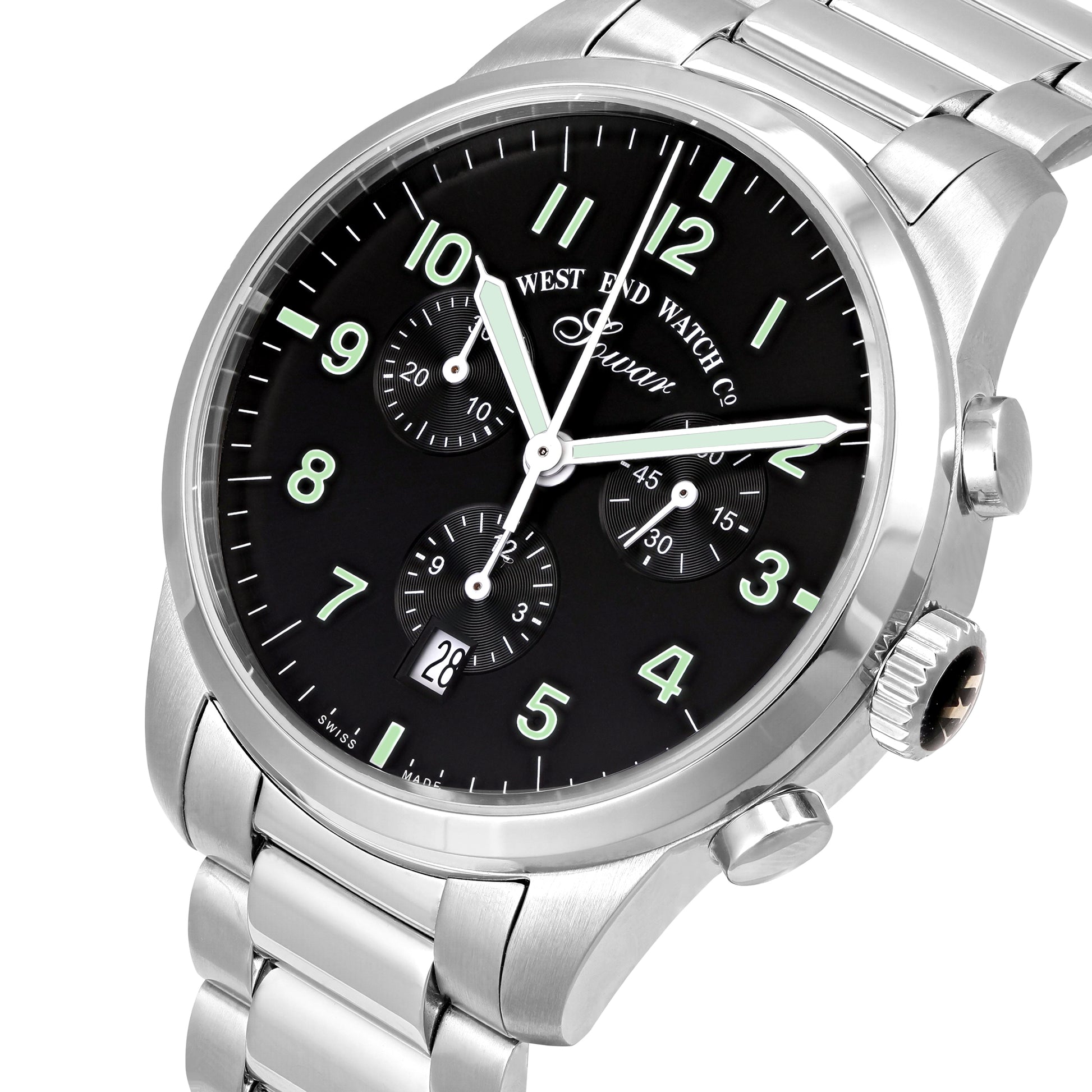 EVERBRIGHT CHRONO - BLACK DIAL WITH GREEN LUMENSCENT NUMERALS