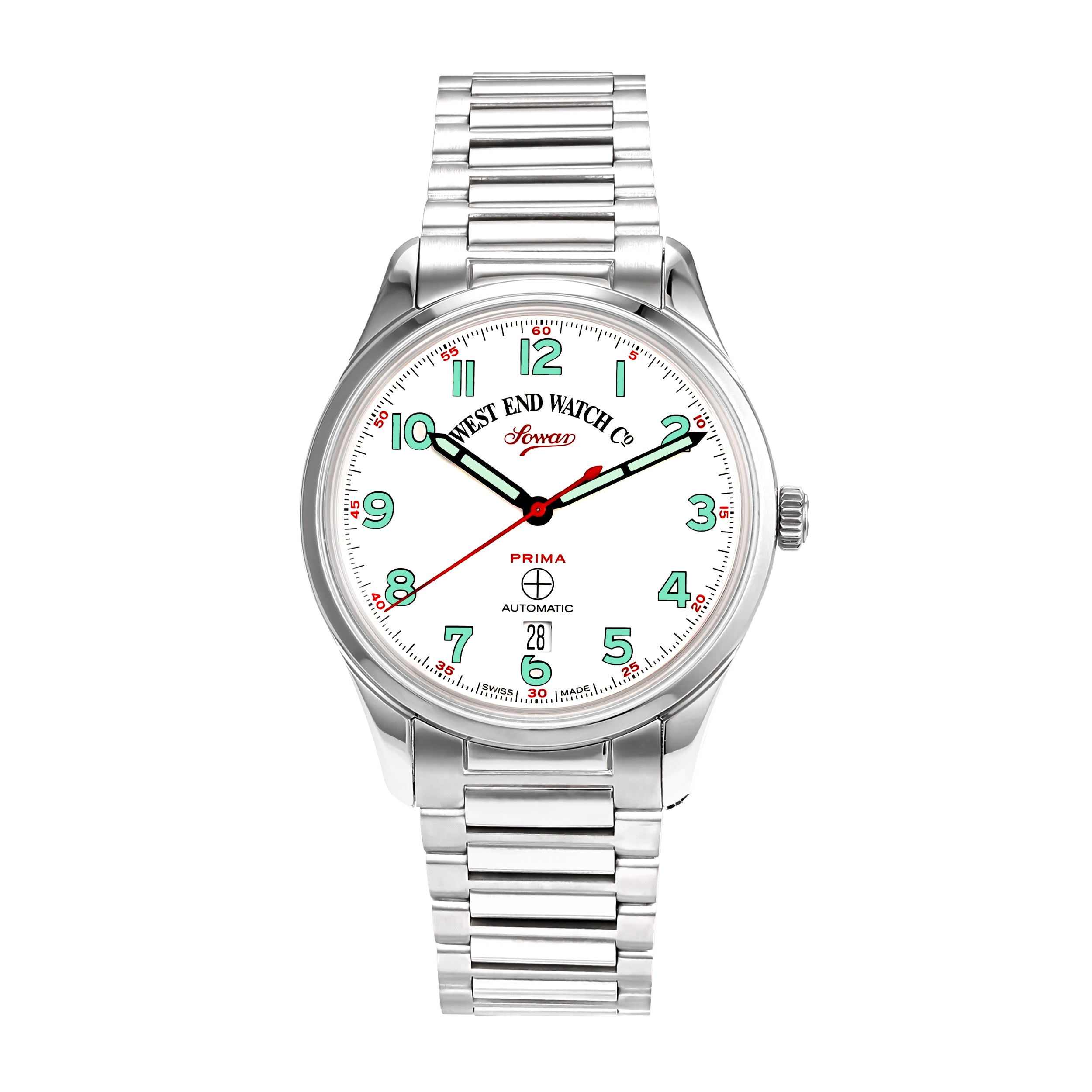 SOWAR PRIMA - WHITE DIAL WITH LUMINESCENT GREEN NUMERALS