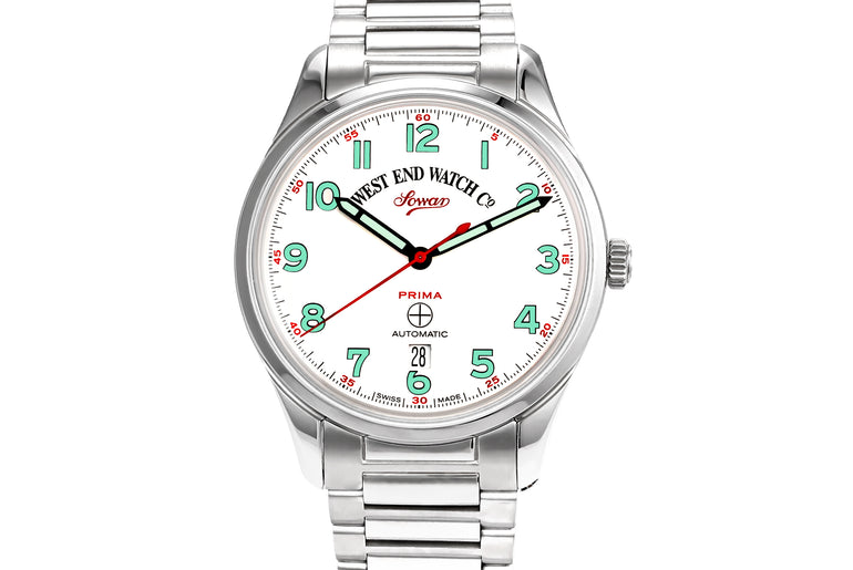 SOWAR PRIMA - WHITE DIAL WITH LUMINESCENT GREEN NUMERALS