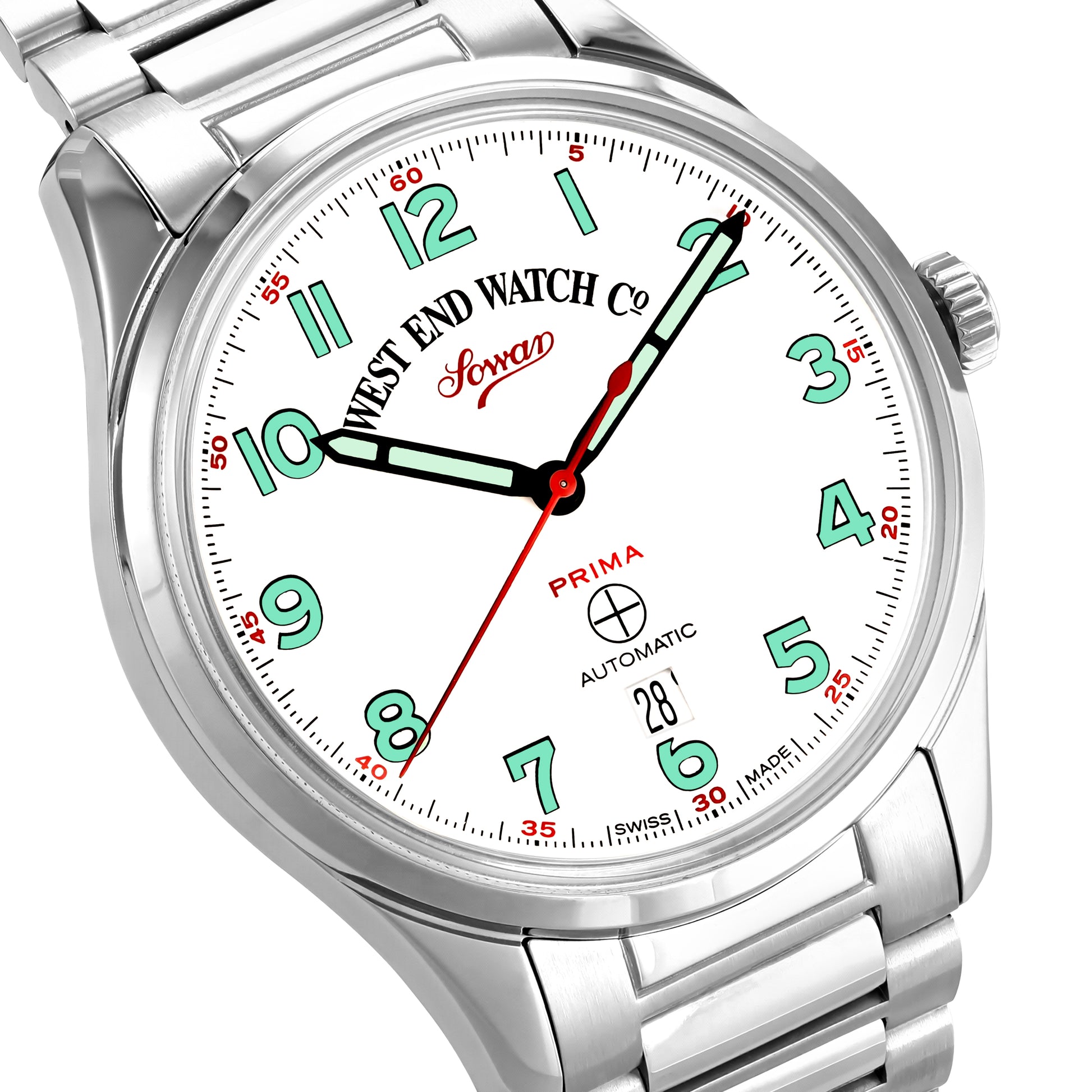 SOWAR PRIMA - WHITE DIAL WITH LUMINESCENT GREEN NUMERALS