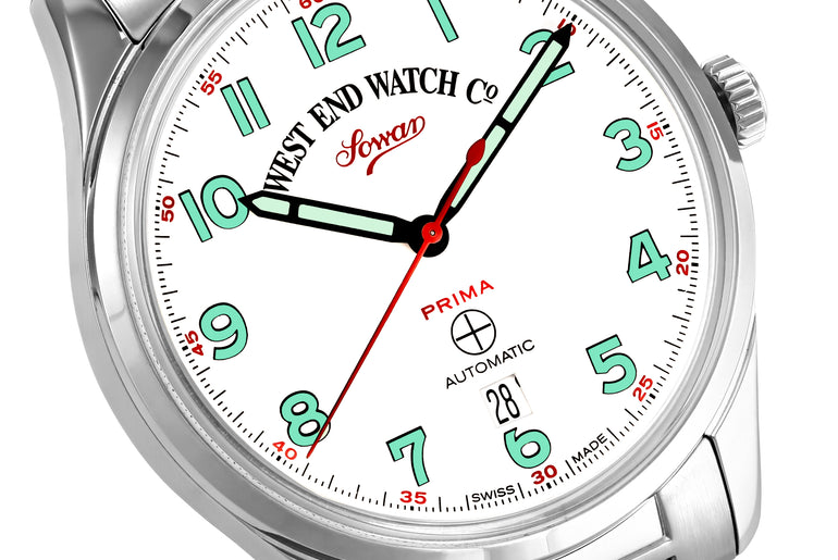 SOWAR PRIMA - WHITE DIAL WITH LUMINESCENT GREEN NUMERALS