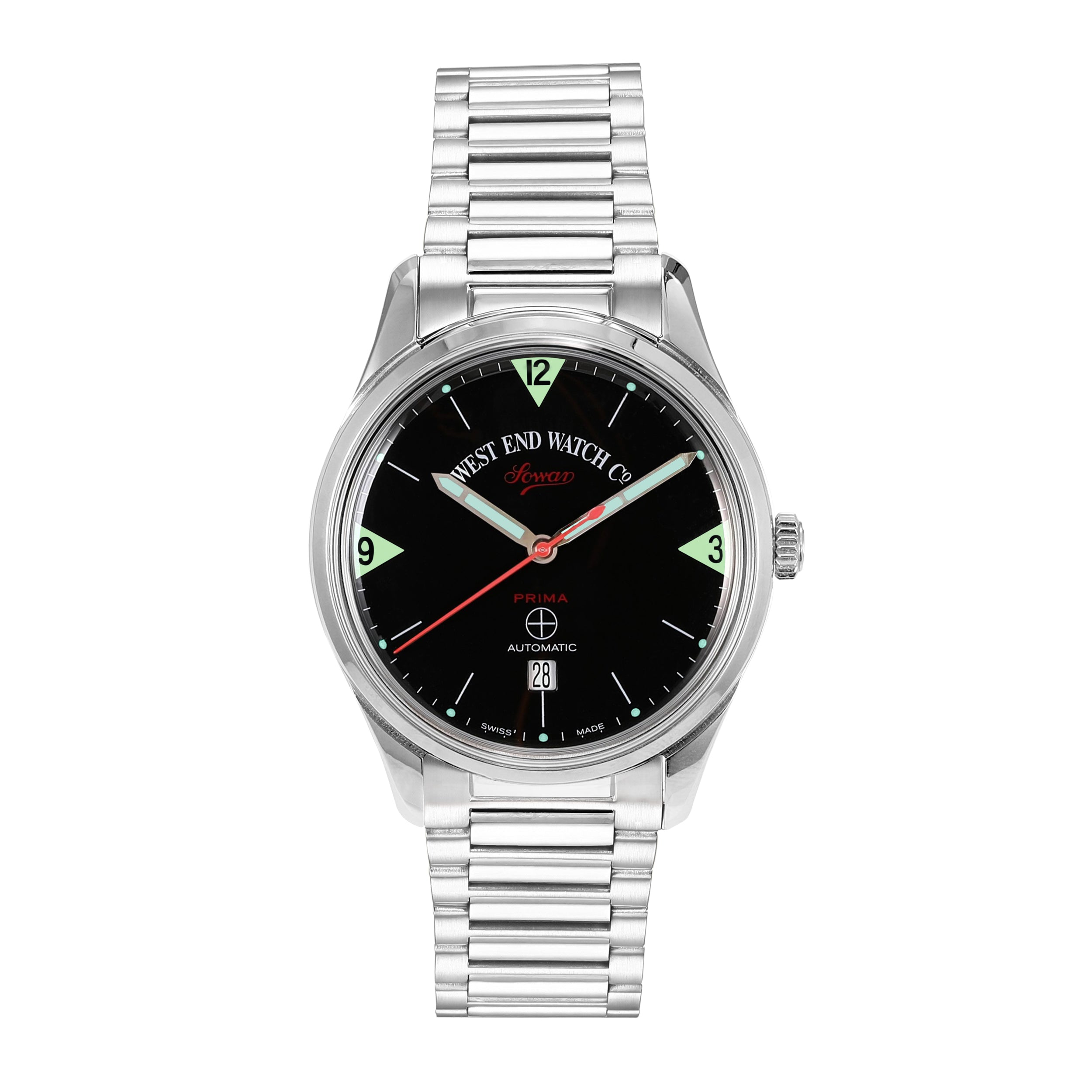 SOWAR PRIMA - BLACK DIAL WITH TRIANGULAR GREEN LUMENSCENT AND MARKERS