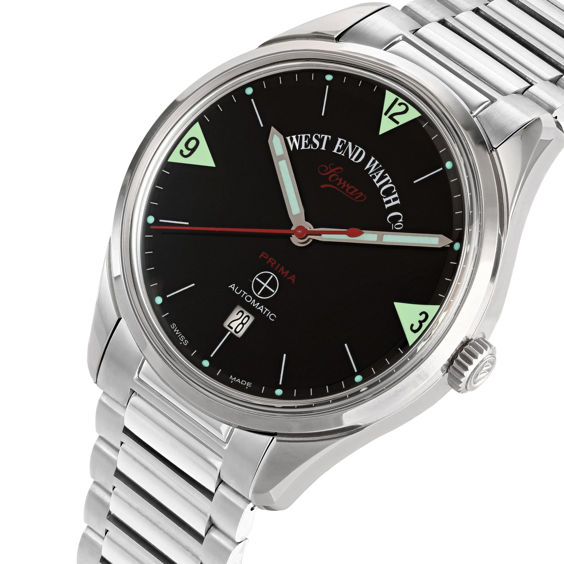 SOWAR PRIMA - BLACK DIAL WITH TRIANGULAR GREEN LUMENSCENT AND MARKERS