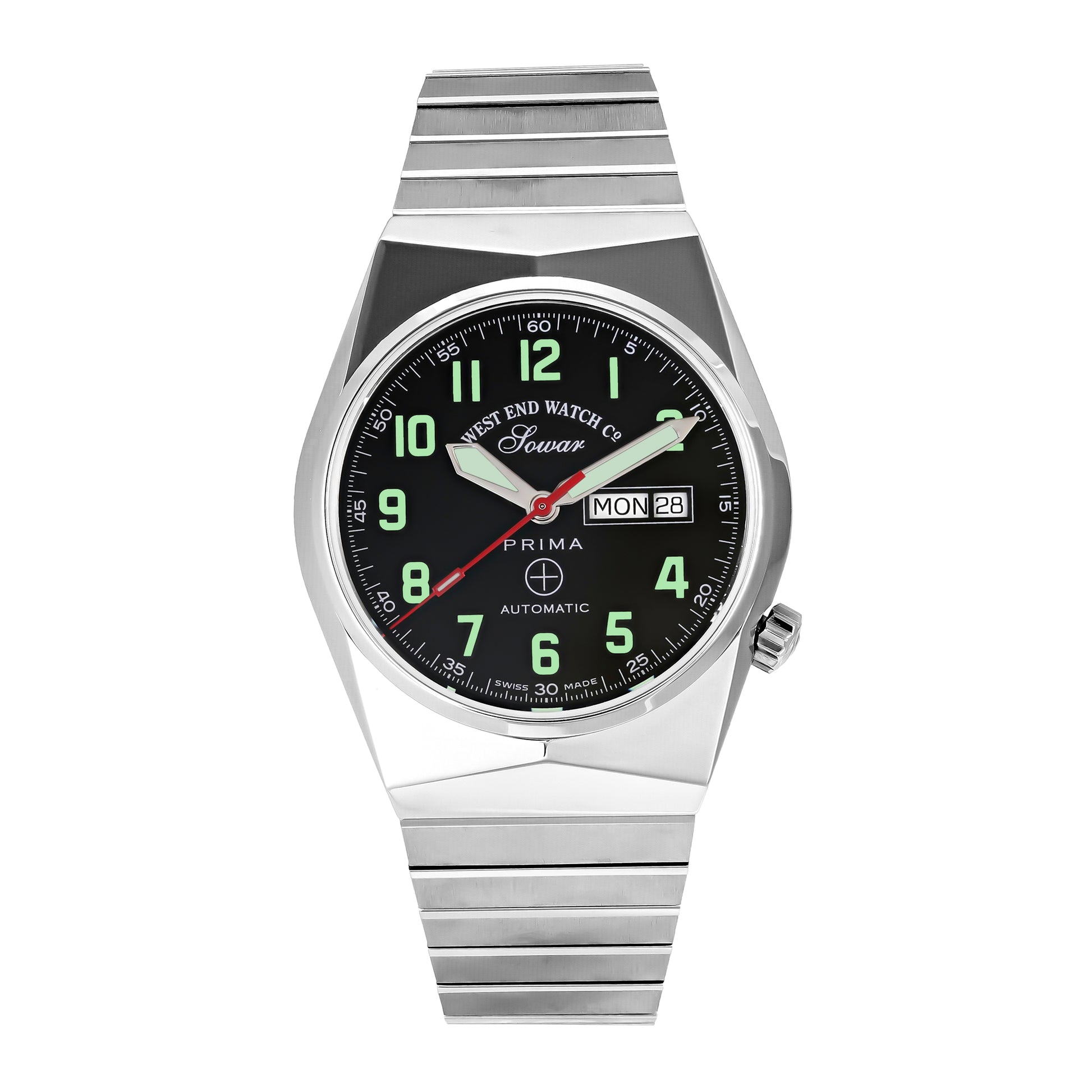 8457 - BLACK DIAL WITH LUMINESCENT GREEN NUMERALS