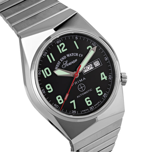 8457 - BLACK DIAL WITH LUMINESCENT GREEN NUMERALS