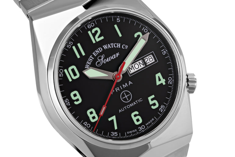 8457 - BLACK DIAL WITH LUMINESCENT GREEN NUMERALS