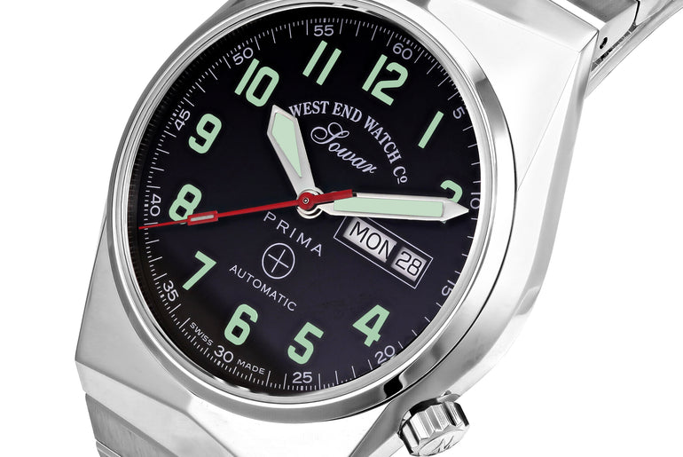 8457 - BLACK DIAL WITH LUMINESCENT GREEN NUMERALS