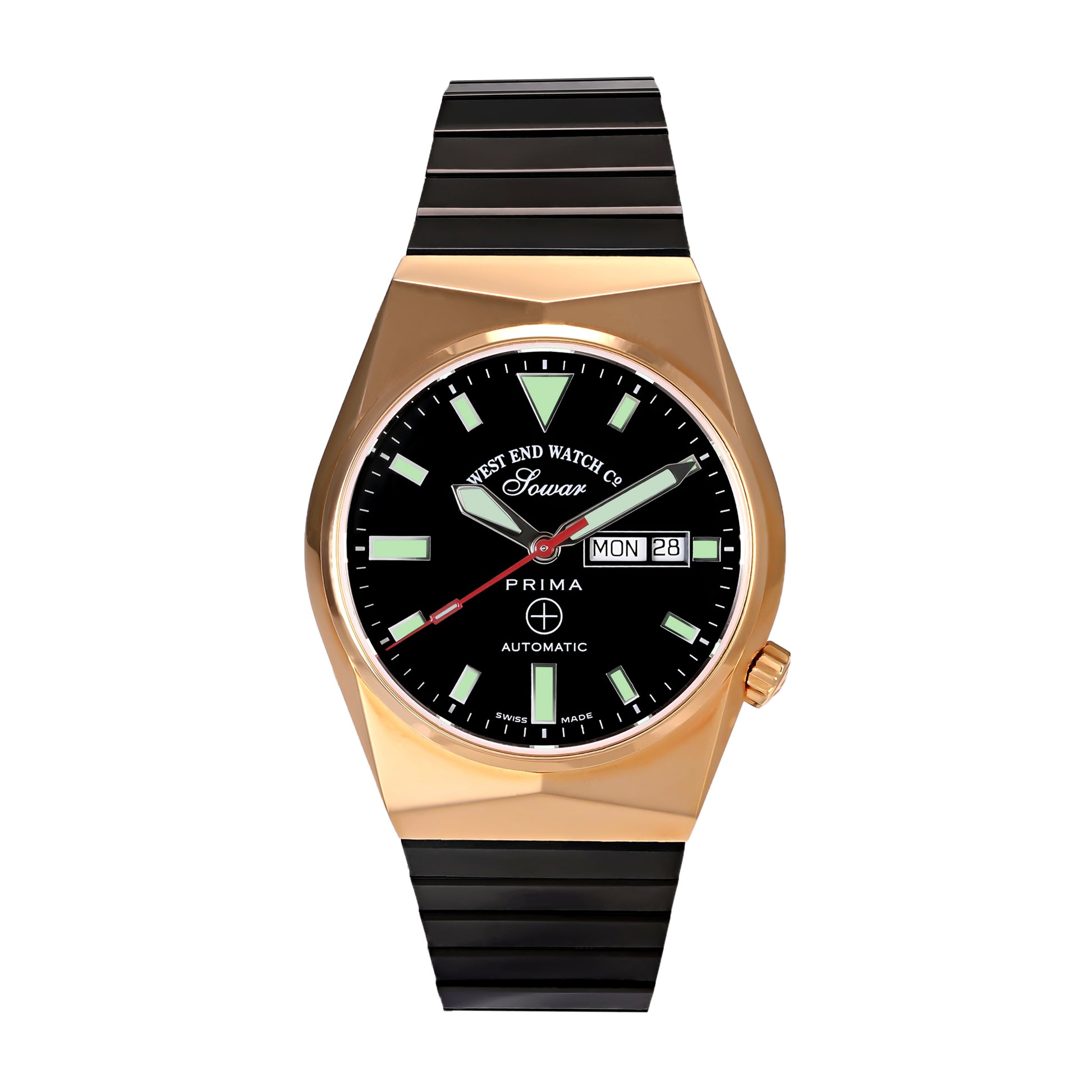 8457 - BLACK DIAL WITH GREEN LUMINESCENT MARKERS